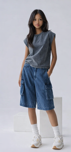 Camiseta Deportiva Personalizada, Corte Holgado, Lavado Ácido, Estilo Musculoso, Sin Mangas, Vintage, de Algodón Lavado, Estilo Urbano - Product Image 5