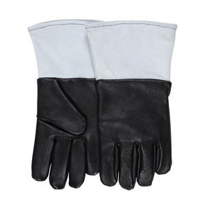 Gants de soudage TIG en cuir de vachette grainé noir, protection des mains, résistance à la chaleur, gants durables résistants aux flammes - Product Image 4