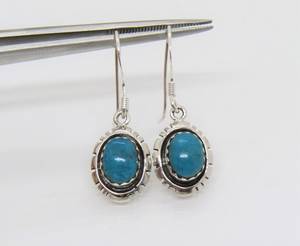 Vintage Turquoise Western <b>Dangle</b> <b>Earrings</b> Sterling <b>Silver</b> Gemstone Drop Jewelry Gift For Women - Product Image 1