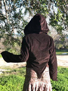 Fleece Lined Pixie Leaf Hooded Jacket Elven Forest Coat Womens Warm Fantasy Hooded Jacket Boho Fairycore Winter Outerwear - Product Image 3