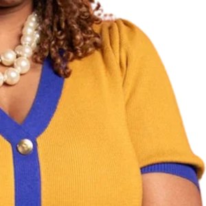 Vestido Midi de Punto con Botones para Mujer, Estilo Elegante de la Hermandad Griega Sigma Gamma Rho, Color Dorado - Product Image 3