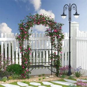 Panchina da Esterno in Acciaio Inossidabile con Arco per Patio, Parco e Hotel - Product Image 2