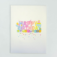 Carte de vœux 3D créative faite à la main, carte en papier pour anniversaire, cadeau, logo personnalisé OEM, fournisseur en gros, multicolore, numérique