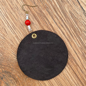 New Arrival Christmas Outdoor Decoration Personalized Hand <b>Tooled</b> <b>Leather</b> Ornament Cowhide Round-shaped Christmas Tree Hangings - Product Image 6