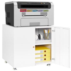 Supporto per Stampante in Metallo Regolabile con Ruote, Tavolo Mobile per Stampante, Armadietto Portadocumenti per Spazi Ristretti H - Product Image 3
