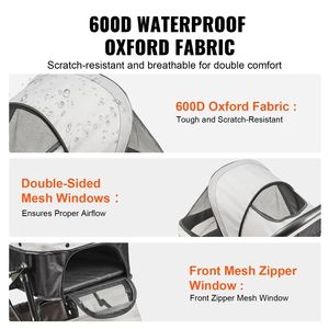 Passeggino per Animali Domestici a 4 Ruote con Freni Girevoli, Capacità di Carico 20 kg, Manubrio Reversibile, Vano Portaoggetti per Cuccioli e Trasportini - Product Image 4