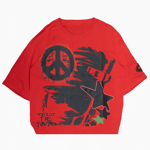 T-shirt d'été pour hommes en gros, style streetwear, en coton épais, délavé à l'acide, vintage, uni, coupe oversize, rétro, effet minéral - Product Image 3