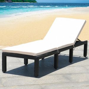 Tumbona de ratán ajustable en altura para patio con cojines, cómoda silla de salón para uso en exteriores - Product Image 6