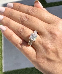1CT Princess Cut Moissanite With Emerald Cut <b>Stacking</b> Band <b>Ring</b> 925 Silver Fine Proposal Gift For Engagement Wedding Charms - Product Image 4