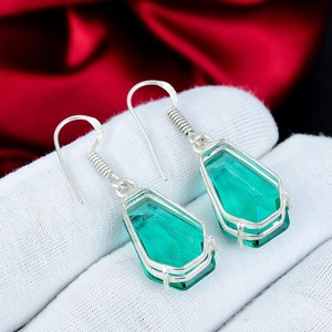 Aquamarine Gemstone <b>Earrings</b> 925 Sterling <b>Silver</b> Handmade Boho Dangle <b>Blue</b> Gemstone Jewelry Gifts for Women RUHAN GEMS ER-0312 - Product Image 4