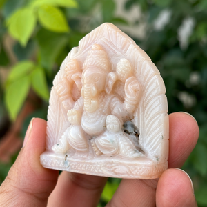 Estatua de Ganesha de Ópalo Rosa Natural, Tallada a Mano, Ídolo del Dios Hindú, Decoración Espiritual para Altar, Figura de Bendición de Prosperidad, Única en su Tipo - Product Image 4