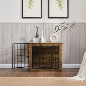 Cuccia per Cani Robusta con Doppia Porta da 27 Pollici, in Legno, con Cuscino, per Cuccioli e Cani Adulti - Product Image 3