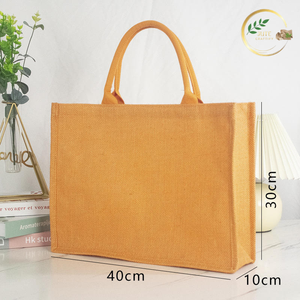Sac fourre-tout en jute vert de qualité supérieure, écologique, réutilisable, avec longues poignées - Product Image 2
