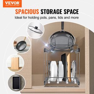 2-Tier Expandable Pull-Out Cabinet Organizer Adjustable Wire Dividers Pan Pot <b>Rack</b> for Cookie Sheet <b>Baking</b> Pans Tray <b>Racks</b> - Product Image 2