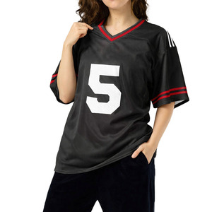 Camiseta deportiva unisex de malla para fútbol americano con cuello en V, transpirable, con rayas, para fútbol, con logo personalizado. - Product Image 6