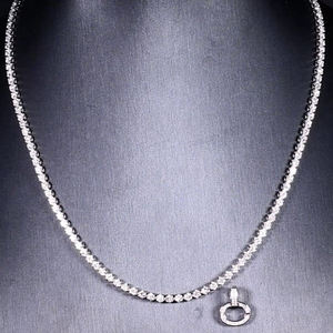 Collar de Diamantes de Platino, Corte Brillante Redondo, Color D Natural, Certificado IGI, Oro Sólido de 14K, Joyería de Boda Vintage Unisex - Product Image 3