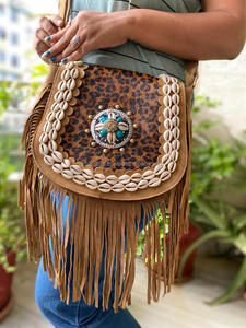 Bolsos con flecos de alta calidad de piel de vaca auténtica de estilo occidental, bolso bandolera de cuero elegante, bolsos bohemios, bolso Vintage elegante gitano - Product Image 3