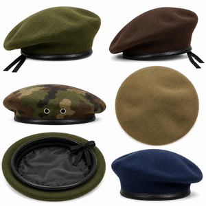 New Black Formal Security <b>Beret</b> Breathable Mesh Outdoor Cap For Men and Women Summer 100% Wool India - Product Image 6