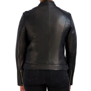Nuova Giacca Invernale da <span class=keywords><strong>Donna</strong></span> in <span class=keywords><strong>Pelle</strong></span> di Pecora Lavorata a Maglia, Stile <span class=keywords><strong>Biker</strong></span>, Alta Qualità, Ecologica, Leggera, Personalizzabile OEM/ODM - Product Image 3