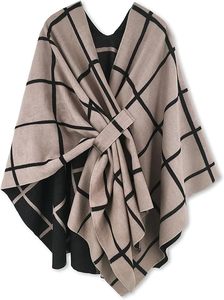 Women's Shawl Wrap <b>Poncho</b> Ruana Cape Open Front Cardigan Shawls for Spring Fall Winter - Product Image 1