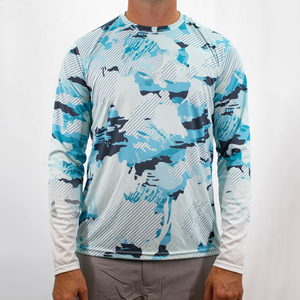 เสื้อตกปลาแขนยาวผู้ชาย พิมพ์ลายดิจิทัล แห้งเร็ว น้ำหนักเบา UPF 50 โพลีเอสเตอร์ เสื้อคลุมสวมใส่กลางแจ้ง - Product Image 6