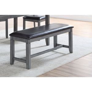 Set da Pranzo Moderno e Casual 6 Pezzi: 4 Sedie Laterali Grigie, Panca e Tavolo da Pranzo in Legno di Gomma e Impiallacciatura di Betulla - Product Image 3