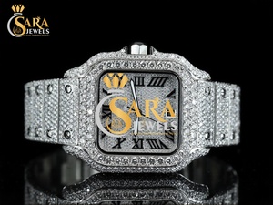 Reloj de Lujo con Diamantes Moissanite, Joyería Hip Hop, Caja de Acero, Correa de Acero Inoxidable, Cristal, Analógico - Product Image 3