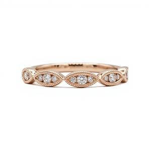 Anillo de Boda Marquise Milgrain con Diamantes para Mujer, Anillo a Juego de Oro de 14K con Diamantes Cultivados en Laboratorio, Anillo Delicado Apilable para Aniversario - Product Image 3