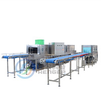 Industriële kratwasmachine met transportband en droger voor fruit- en groentepreparaties
