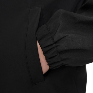 Men's Black Windproof Casual Shirt Jacket With Zipper Closure And Button Front Regular Fit Turn-down Collar Polyester Shell - Product Image 5