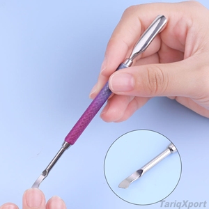 Empujador de Cutículas Profesional, Duradero, Ligero, de Acero Inoxidable con Acabado Mate, Cuadrado, Antideslizante, de Doble Uso - Product Image 4