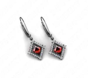 ต่างหูห้อยรูปว่าวประดับพลอยโกเมนสีแดงธรรมชาติ เงินแท้ 925 ชุบเงิน เครื่องประดับสำหรับผู้หญิง - Product Image 1