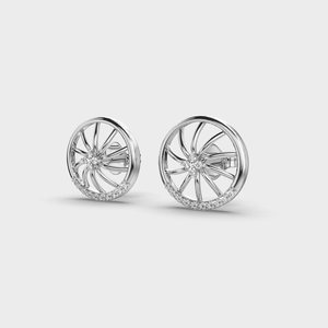 Pendientes de Diamantes Redondos Cultivados en Laboratorio con Certificación IGI, Plata de Ley 925, Diseño Circular - Product Image 2