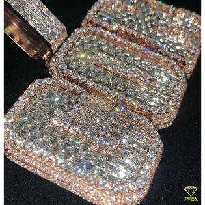 Lab Grown Diamond " NUSKI " <b>Letter</b> Necklace Hip Hop Pendant Custom Name Bling Jewelry For Men - Product Image 1