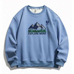 เสื้อสเวตเชิ้ตผู้ชายผ้าฝ้ายผสม ดีไซน์เรียบง่ายสีพื้น เหมาะสำหรับชุดลำลองประจำวัน - Product Image 1