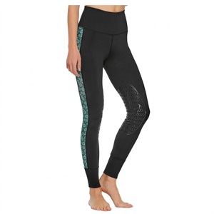 Leggings d'équitation taille haute pour femme, extensibles dans quatre directions, avec patch antidérapant au genou et bande latérale patchwork - Product Image 1