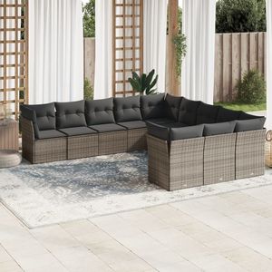 Grand ensemble de canapés de jardin modulaires en rotin PE gris, collection de meubles d'extérieur modulaires haut de gamme - Product Image 1
