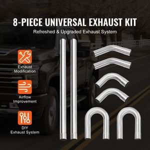 Kit Universale di 8 Pezzi per Giunti di Scarico Fai-da-Te in Acciaio Inox, Tubo Grande Spessore 5mm Antiruggine per Ford - Product Image 2