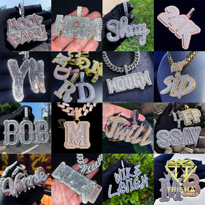 สร้อยคอจี้ชื่อสั่งทำแบบ Iced Out พร้อมจี้ตัวอักษรประดับเพชรโมอิสซาไนต์ เครื่องประดับฮิปฮอป สร้อยคิวบาลิงค์สำหรับผู้ชาย - Product Image 6