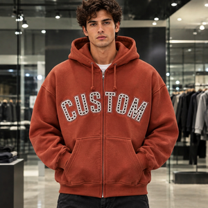 Sudadera con capucha premium para hombre con cremallera completa, diseño personalizado, forro polar grueso, ropa urbana, fabricante mayorista, proveedor de ropa OEM, fabricante OEM - Product Image 3