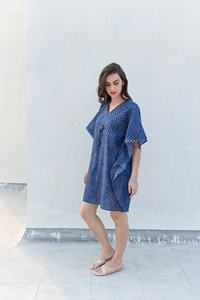 Vestido Kaftan de Algodón Puro para Mujer, Vestido Mini de Maternidad, Tela Digital Sólida, Transpirable, Sostenible, Otoño Natural - Product Image 2