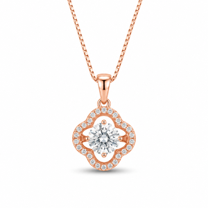 Collar con Colgante de Diamantes en Racimo de Oro Rosa de 10K, Estilo Clásico Minimalista, Color E, 0.60ctw, Diamante Cultivado en Laboratorio, Regalo de Moda para Uso Diario - Product Image 1