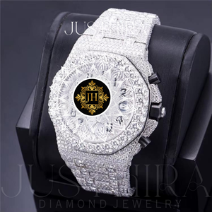 Reloj de Cuarzo con Diamantes de Moissanita de Lujo en Oferta, Estilo Hip Hop, Correa de Acero Inoxidable Resistente, Cristal de Zafiro, 41 mm, Resistente al Agua - Product Image 4