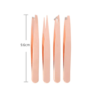 Ensemble de 3 pinces à épiler professionnelles à pointe inclinée en acier inoxydable réutilisables et durables pour l'épilation des sourcils et l'extension des cils