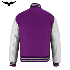 Chaqueta Varsity de Béisbol Personalizada al por Mayor de Buena Calidad, Corte Ajustado, con Mangas de Cuero y Logotipo Bordado Personalizado - Product Image 3