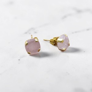 Wholesale Third Party Certified Rose Quartz <b>Stud</b> Earrings Women 14K Gold Plated Raw Birthstone Gemstone Minimalist Spring - Product Image 3