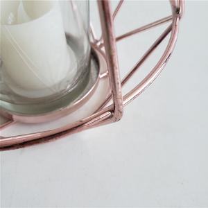 Rose Gold Luxuries Geometrical <b>Cage</b> Candle Votive Holder Elegant Design Lantern for Hanging & Floor Decoration Hot Selling - Product Image 6