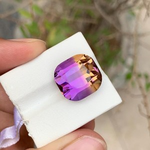 Ametrino Boliviano Natural, Piedra Preciosa Bicolor Púrpura y Amarilla, Facetada, Calidad Premium, para Joyería - Product Image 2
