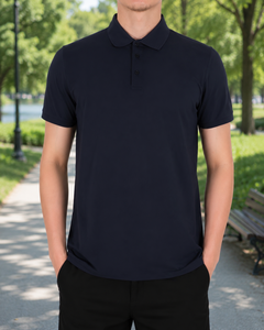 Wholesale <b>Men's</b> Black Solid Hip Hop Style Embroidered Knitted Short Sleeve Quick Dry Shirt Custom Logo Breathable Comfortable - Product Image 3