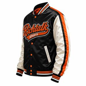 Blouson universitaire unisexe avec lettres brodées, style décontracté, coupe classique, simple boutonnage, col montant, pour l'hiver, veste de sport - Product Image 3